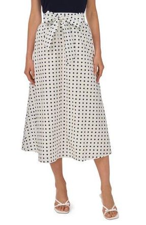 CeCe by Cynthia Steffe Tie Waist A-Line Midi Skirt in Ultra White at Nordstrom Rack, Size X-Large