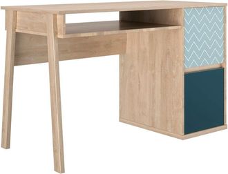 Gami Escritorio 1 balda 2 puertas - Beige y azul