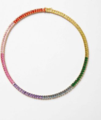 Native Gem Womens Prismatic Tennis Necklace In Multi