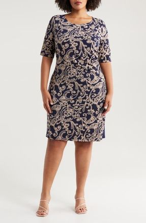 Connected Paisley Sheath Dress in Ink at Nordstrom, Size 14W