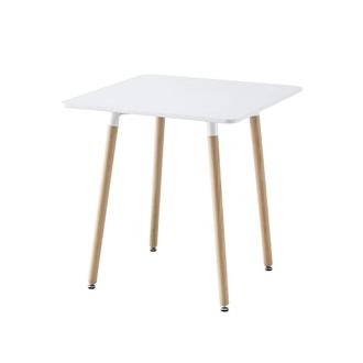 Sweeek Mesa de comedor cuadrada de mdf y madera de haya, 70cm, blanco