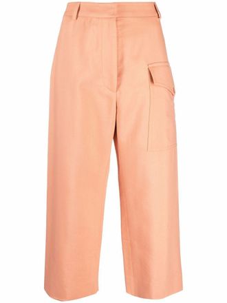 Stella McCartney cropped straight-leg trousers - women - Cotton - 38 - Orange