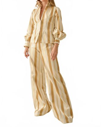 Sandy Liang Regina Stripes Suit Set In Bronze