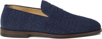 Brunello Cucinelli woven suede loafers - men - Leather/Leather/Suede - 43 - Blue