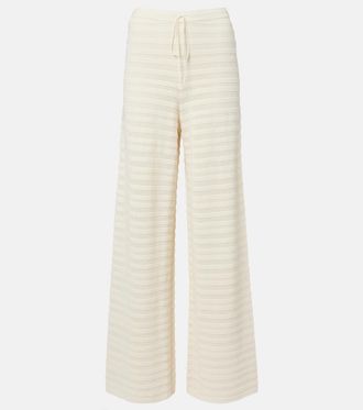 Faithfull The Brand Tanya pointelle cotton-blend wide-leg pants