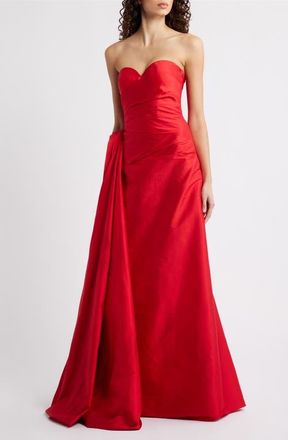 La Petite Robe Di Chiara Boni Lilya Strapless Taffeta Ballgown in Passion at Nordstrom, Size 12 Us