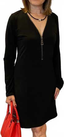 Ariella Long Sleeve Zipper Dress In Black