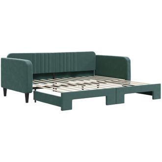 vidaXL Sof&aacute; Cama Nido Terciopelo Verde Oscuro 100x200 Cm Vidaxl