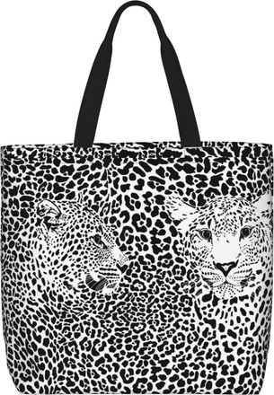 Generic Women Handbag Leopard Tiger Print Black And White Womens Tote Bag Reusable Retro Beach Travel Bags, For Holiday, Swim, Graduation, School, Birthday