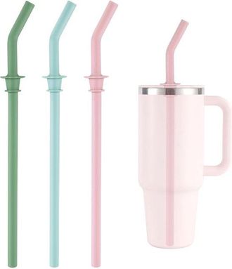 OEM 3 Pajitas Repuesto Vaso T&eacute;rmico Hydro Flask Travel Tumbler 40 Oz, Pajitas Silicona Reutilizables Sin Bpa Botellas Hydro Flask (azul, Rosa Verde)