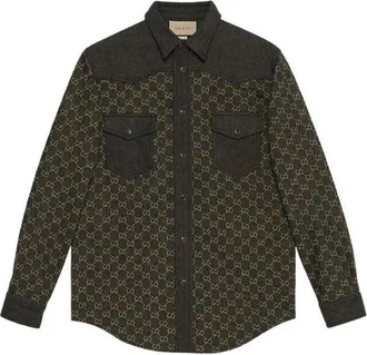 Gucci GG Jacquard Denim Shirt Black 669613-XDBUF-1289