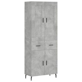 vidaXL Vidaxl - Aparador Alto Madera Contrachapada Gris Hormig&oacute;n 69,5x34x180 Cm