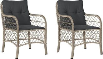 vidaXL Vidaxl - Garden Chairs with Cushions 2 pcs Light Grey Poly Rattan