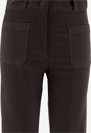 Ql2 Quelledue Womens Pants Stretch Cotton Velvet Dark Brown Trousers