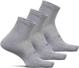 Feetures High Performance Max Cushion Quarter Tall Sock MoistureWicking Athletic Socks in Stone Grey at Nordstrom, Size Medium