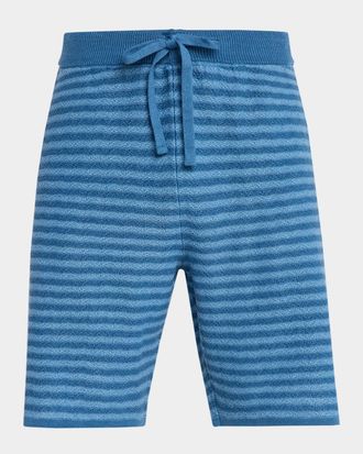 The Elder Statesman Men & apos;s Cotton and Linen Stripe Drawstring Shorts