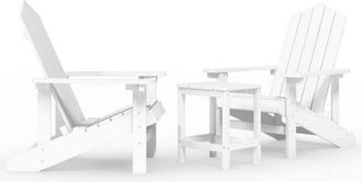 vidaXL Garden Adirondack Chairs with Table HDPE White vidaXL