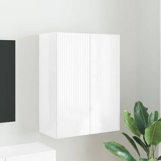 vidaXL vidaXL Mobile TV da parete Bianco Lucido 59,5 x 31 x 80 cm