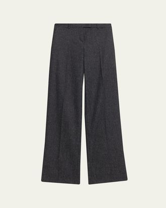 Michael Kors Camilla Wide-Leg Melange Wool Trousers