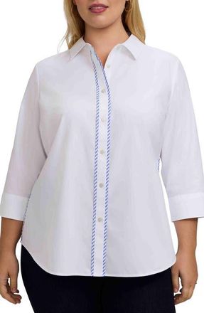 Foxcroft Marni Trim Shirt in White at Nordstrom, Size 1 X