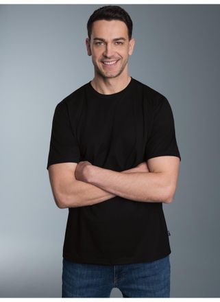 Trigema T-Shirt TRIGEMA TRIGEMA T-Shirt DELUXE Baumwolle, Herren, Gr. 4XL, schwarz, Single Jersey, 100% Baumwolle, Basic, lang, Rundhals, Shirts T-Shirt