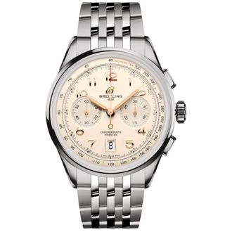 Breitling Premier B01 Chronograph 42 Cream Dial Stainless Steel Mens Watch AB0145211G1A1