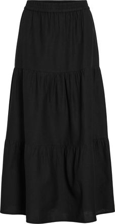 Vila Maxirock VILA VIPRISILLA HW ANKLE SKIRT - NOOS, Damen, Gr. 34, schwarz beauty, Web, Obermaterial: 50% Viskose, 40% Baumwolle, 10% Leinen, unifarben, r