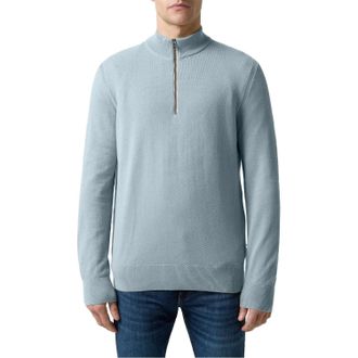 HUGO BOSS Heren Ebrando-P gebreide trui met halve rits (Pastelblauw)
