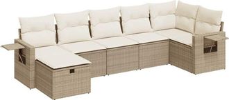 vidaXL Vidaxl - Set Sof&aacute;s De Jard&iacute;n 7 Piezas Y Cojines Rat&aacute;n Sint&eacute;tico Beige