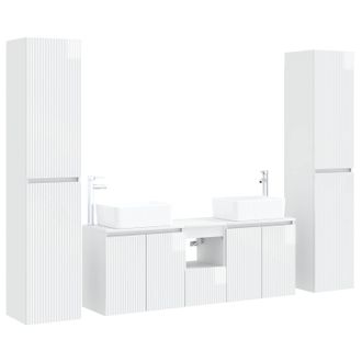 vidaXL Juego De Muebles De Ba&ntilde;o 5 Uds. Blanco Brillante Vidaxl
