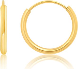 MAX + STONE 14k Yellow Gold 1.5mm Tube Flex Continuous Hoop Earrings 10MM-33MM