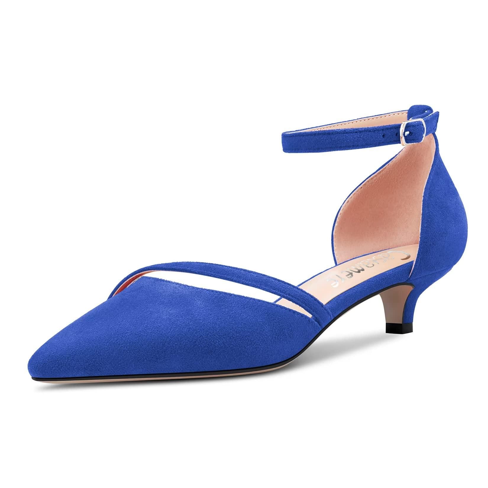 Navy blue kitten heel dress shoes deals