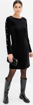 Bonprix Minikleid BONPRIX Minikleid, Damen, Gr. 44/46 (L), N-Gr, schwarz, Obermaterial: 96% Polyester, 4% Elasthan, loose fit, Kleider Minikleid, f&uuml;r stilvoll