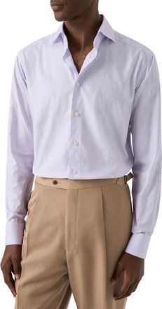 Eton Contemporary Fit Light Purple Microcheck Cotton Dobby Dress Shirt at Nordstrom, Size 14.5