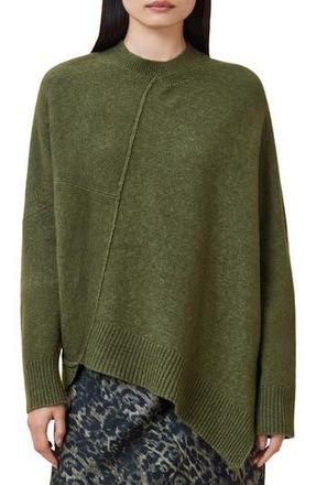 AllSaints Lock Asymmetrical Crewneck Sweater in Moss Green at Nordstrom Rack, Size X-Small