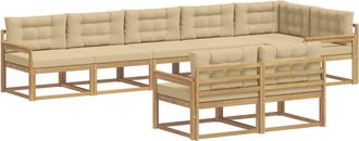 vidaXL Conjunto De Sof&aacute;s De Exterior 6 Uds. Y Beige Poli&eacute;ster Vidaxl