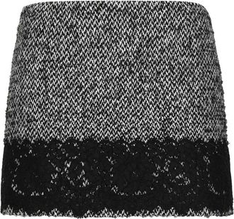 Dolce & Gabbana Lace-Trimmed Tweed Miniskirt