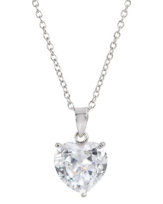 Savvy Cie Jewels Silver Cz Heart Solitaire Pendant Necklace