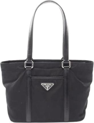 Prada Pre-owned Tote Bags, female, Black, Size: ONE SIZE Pre-owned Nylon Tote Bag