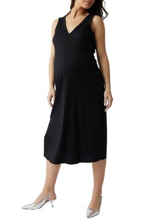 Ingrid & Isabel Everywhere Midi Column Maternity Dress in Black at Nordstrom, Size Small