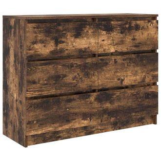 Berkfield Home Sideboard Smoked Oak 100x35x76 cm Engineered Wood in Brown | Size: 100 x 35 x 76 cm