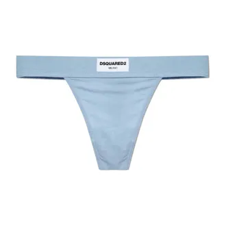 Dsquared2 Bottoms, female, Blue, Size: 2XL Thongs with Logo Patch