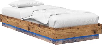 vidaXL Estructura De Cama Con Led Madera Envejecida 80 X 200 Cm Vidaxl
