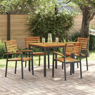 vidaXL Set da Pranzo per Giardino 5 pcs Nero e marrone 90 x 90 x 75 cm vidaXL