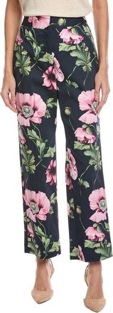 Oscar De La Renta Zip Front Flare Leg Poppies Cott