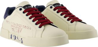 Dolce & Gabbana Mens Leather Low-Top Sneaker White Calfskin