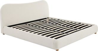 Vente-Unique Canap&eacute; abatible de 180 x 200 cm - Tela boucl&eacute; - Beige - VANARI