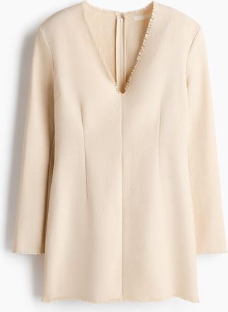 H&M Twilkleid mit Fransenkante - Beige