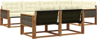 vidaXL Conjunto De Sof&aacute;s De Exterior 7 Uds. Natural Y Crema Vidaxl