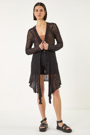 Roman Popcorn Knit Longline Cardigan